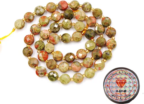 Miniatura 91 de Cuentas de piedras preciosas para la fabricación de joyas, cuentas de monedas facetadas de piedra natural piedra de sangre africana de 0.236 in