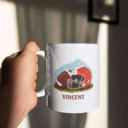 Miniatura 5 de Tazas personalizadas de gran fútbol americano, Personalizado elegir nombre taza de café de fútbol americano, Taza de té de fútbol personalizado
