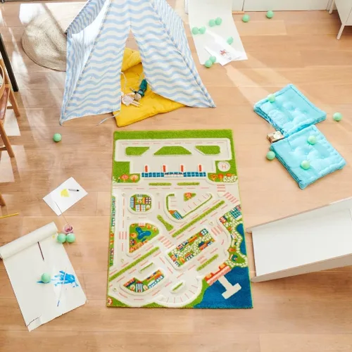 Miniatura 6 de IVI Mini City - Alfombra educativa de 59 pulgadas de largo x 39 pulgadas de ancho para dormitorio, sala de juegos o sala