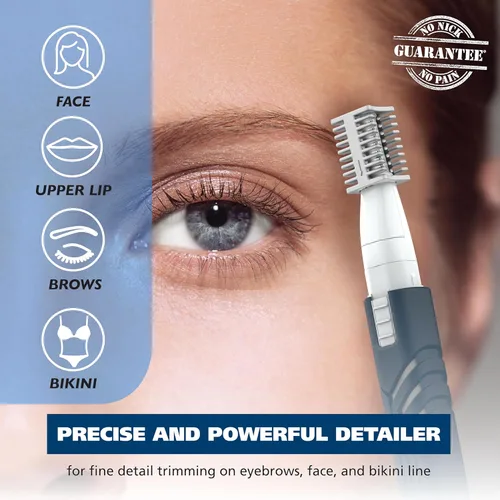 Miniatura 2 de Wahl DualTech® - Recortadora de cejas de doble cara con batería de litio para depilación facial para mujer, con agarre de goma, modelo 3026636
