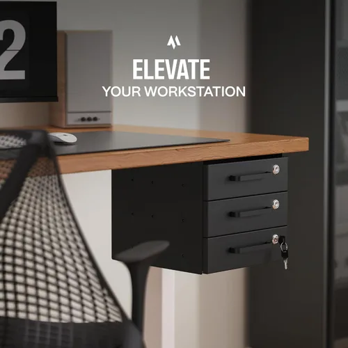 Miniatura 3 de Cajón deslizante para debajo del escritorio, cajones de almacenamiento de metal con cerradura con organización de cables para oficina y hogar