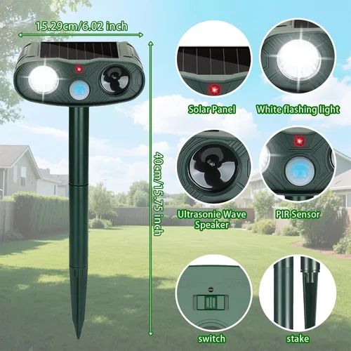 Miniatura 7 de 2026 Upgraded Ultrasonic Animal Repellent Outdoor: Sonic Fortress Pro Deer Repellent Devicess&Cat Repeller for Yard, 4-Pack Waterptoof Raccoon