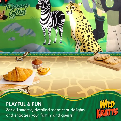 Miniatura 4 de Treasures Gifted Suministros para fiesta de cumpleaños de Wild Kratts con licencia oficial, paquete de 2, mantel Wild Kratts de 54 x 108 pulgadas
