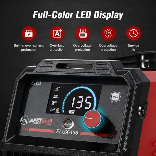 Miniatura 2 de BESTMIG 135A Soldador MIG - Soldador de núcleo de flujo 3 en 1, máquina de soldadura MIG/Lift TIG/Stick - Inversor IGBT portátil - 110 V con casco