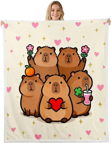 Erosebridal Funny Capybaras Blanket | Capybara Lover Gifts Cute Fleece Blanket for Kids Girls Boys, Capybara Decorations Blankets 40"x50", Kawaii