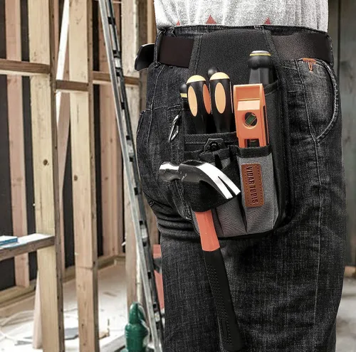 Miniatura 4 de VIDAR TOOLS Pequeña bolsa de herramientas con clip para cinturón, bolsas para cinturón de herramientas, bolsa de herramientas de electricista. Mini