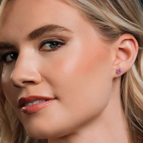 Miniatura 230 de Gem Stone King Aretes de Martini de oro amarillo de 14 quilates Aretes de tuerca de 3 puntas para mujeres y hombres Redondos de 0.236 pulgadas