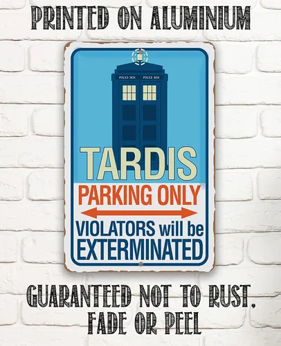 Miniatura 8 de Letrero de metal – Tardis Parking Only – Letrero de metal duradero – Uso en interiores y exteriores – Es una gran decoración para el hogar y regalo
