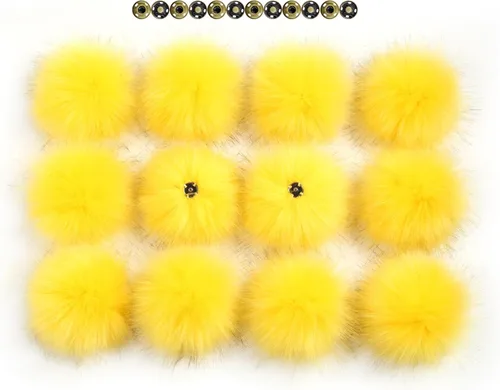 Miniatura 12 de 12 piezas de accesorios para sombreros de tejer, bola de pompón de piel sintética con botón de presión