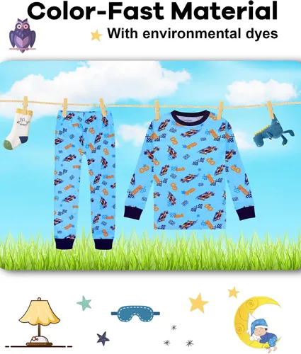 Miniatura 7 de DAUGHTER QUEEN Pijama para niños de 4 piezas, 100% algodón, talla 18 meses a 12 años