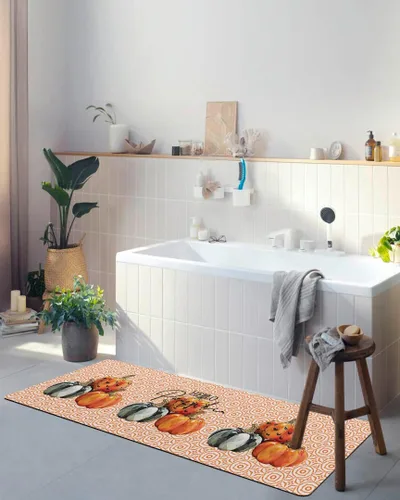 Miniatura 4 de Geometry Pumpkins - Tapete de baño para bañera, antideslizante, de secado rápido y absorbente, de tierra de diatomeas, para ducha, fregadero