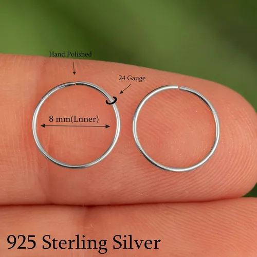 Miniatura 124 de Aretes de aro de oro de plata – Aretes de aro para mujer, dos piezas de aros de plata fina rellenos de oro, aro de hélice, anillo de tragus, aro