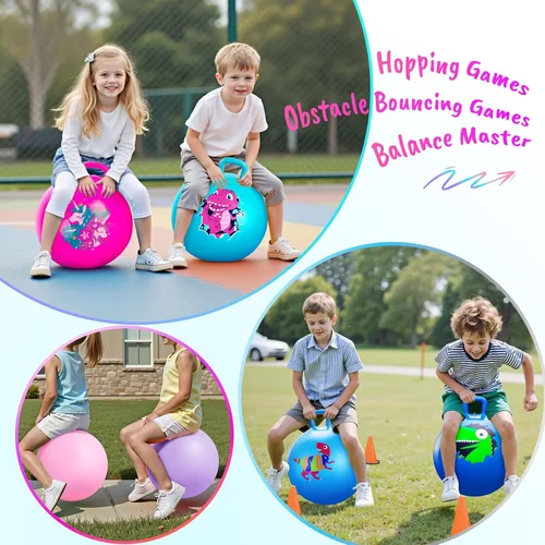 Miniatura 5 de ZOOJOY 6 pelotas saltarinas para niños de 3 a 8 años, pelota hinchable de 18 pulgadas de dinosaurio y unicornio con asas, juguetes saltarines