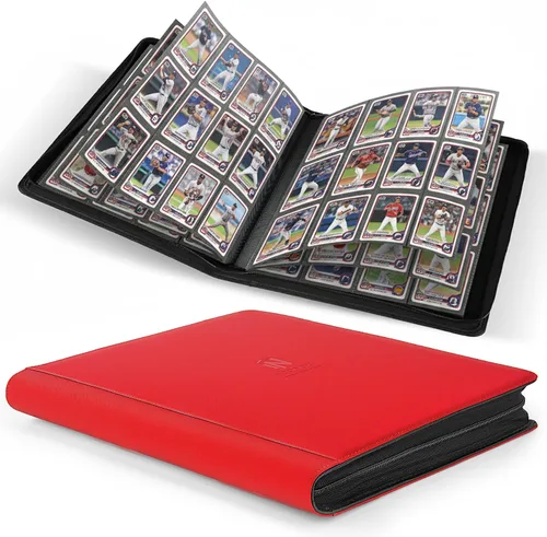Miniatura 19 de Carpeta Premium de Tarjetas Coleccionables con más de 1000 bolsillos, Carpeta de 16 bolsillos sin anillo de carga lateral para cartas de Negro
