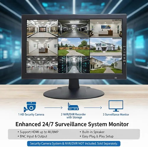 Miniatura 3 de 1stPV Precision - Monitor LED de seguridad 4K escalado de 18.5 pulgadas, compuesto BNC entrada/salida Super Sampling Anti-Aliasing (SSAA), HDMI