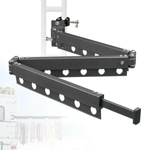 Miniatura 10 de Tendedero de ropa para caravana mejorado, colgador telescópico de lavandería trapezoidal de 50 pulgadas, aluminio de aviación, plegable y resistente