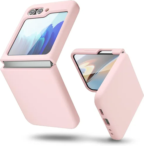 Miniatura 25 de oakxco Funda para teléfono Samsung Galaxy Z Flip 4, agarre de silicona líquida, bonita fina delgada cubierta de gel TPU de goma suave lisa