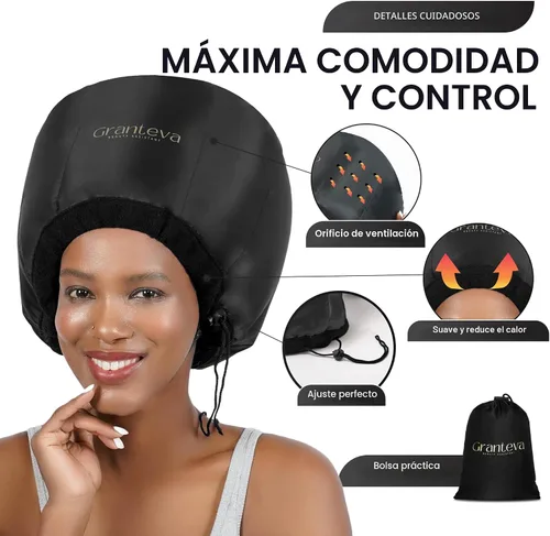 Miniatura 2 de Secador de pelo con capucha y diadema integrada que reduce el calor alrededor de las orejas y el cuello. Gorro difusor con capucha para rizos