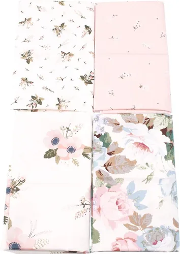 Miniatura 5 de Paquete de tela de patchwork con patrón de flores, 4 unidades, 18.9 x 18.9 in, cuadrados, acolchado, álbumes de recortes, costura, manualidades