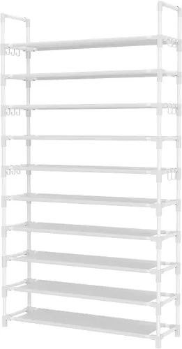 Miniatura 8 de LANTEFUL - Organizador de zapatos de 5 niveles, 12-15 pares, organizador de botas, estante resistente y estrecho para entrada, armarios con ganchos
