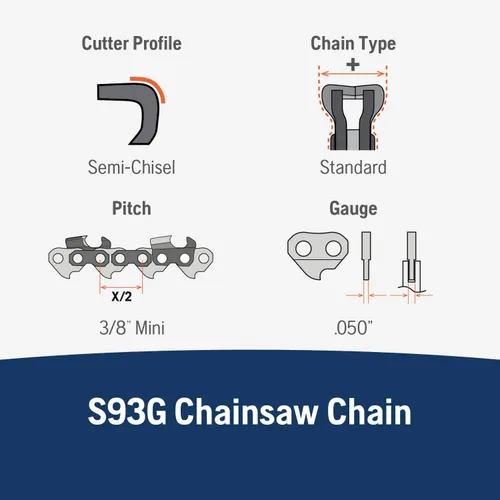 Miniatura 2 de Husqvarna X-Cut S93G - Cadena de motosierra de 18 pulgadas, paso de 0.3/8 pulgadas, calibre de .050 pulgadas, 62 eslabones de transmisión, reemplazo