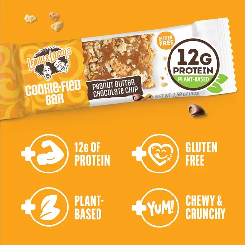 Miniatura 3 de Lenny & Larry's - La barrita completa de galletas, mantequilla de cacahuete con chispas de chocolate, 45g - Barrita de proteínas de origen vegetal