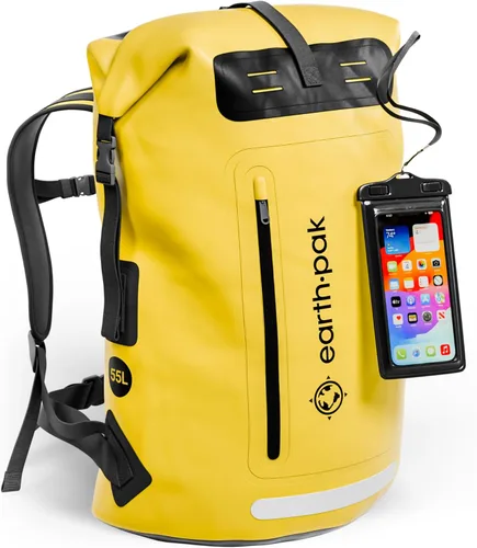 Earth Pak Mochila impermeable - Mochila de senderismo resistente - Bolsa con cierre enrollable - Bolsa seca acolchada con carcasa impermeable para