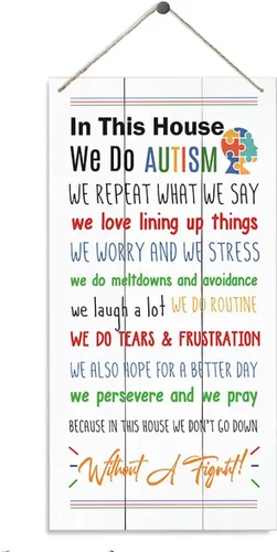 Letreros decorativos para autismo, placa decorativa de madera para colgar, letrero de madera para concientización sobre el autismo, aceptación de