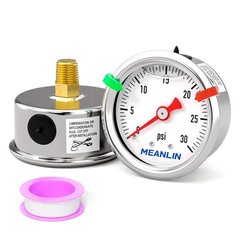Miniatura 20 de MEANLIN MEASURE - Manómetro de presión de 0~60 psi, relleno de glicerina, esfera con cara de 1.5 pulgadas, NPT de 1/8 de pulgada, manómetro de acero