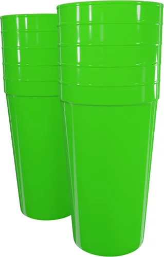 Miniatura 52 de PartyPrints Paquete de 100 vasos de plástico en blanco reutilizables de 10 a 12 onzas, vasos de estadio a granel, sin BPA, aptos para lavavajillas