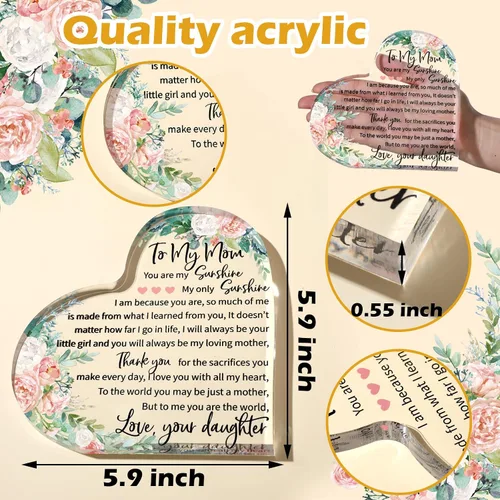 Miniatura 2 de Jetec Regalos para mamá Navidad Acrílico Mujeres Madres Regalos de Cumpleaños Placa de Señal Regalos de Hija Hijo Agradecido Cumpleaños Navidad San