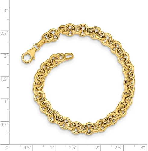 Miniatura 2 de Pulsera de eslabones de oro amarillo macizo de 14 quilates de 0256in con cierre de mosquetón seguro de 75in