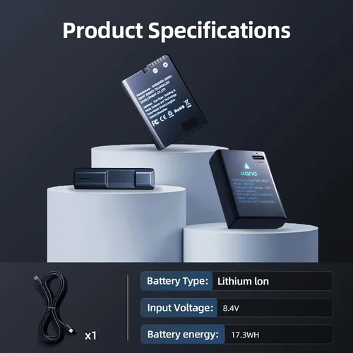 Miniatura 7 de llano USB-C EN-EL14 EN-EL14a Batería para cámaras Nikon D5600 D3500 D5300 D3400 D3200 D3100 D5500 D3300 D5200 D5100, gran capacidad de 950 mAh