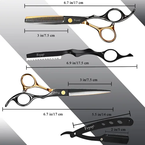 Miniatura 3 de Tijeras profesionales para el cabello, juego de tijeras para adelgazar Fcysy Barber Shears Kit de tijeras de corte de cabello, suministros