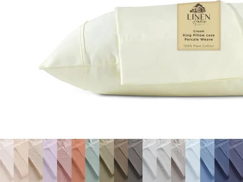 Miniatura 51 de Linen Home Juego de fundas de almohada King de 500 hilos, fundas de almohada 100 % algodón de fibra larga, juego de 2 fundas de almohada de satén