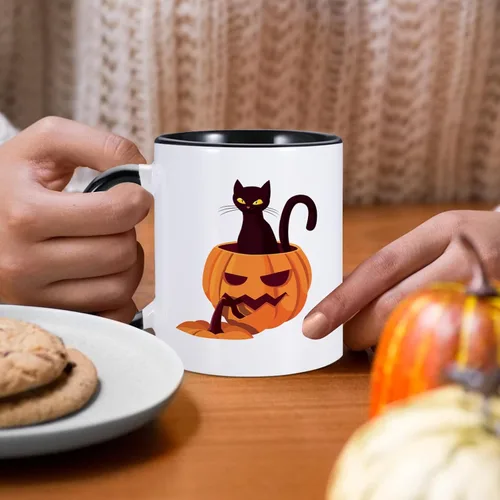 Miniatura 5 de Taza de café personalizada de Halloween, con foto e imagen, logotipo, texto, regalos personalizados para Halloween, Navidad, cumpleaños, novio