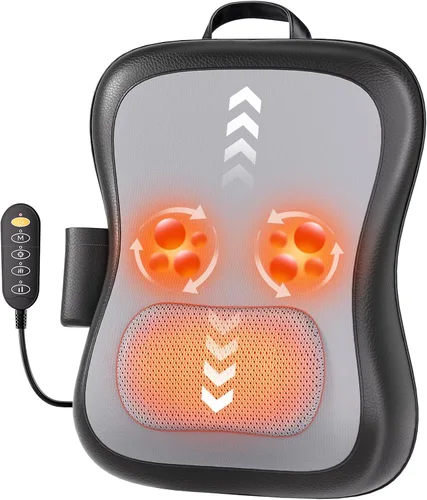 Shiatsu - Masajeador de espalda y cuello para aliviar el dolor de tejido profundo, masajeador de espalda rodante hacia arriba y hacia abajo con