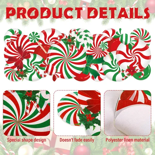 Miniatura 6 de Tatuo Camino de mesa de bastón de caramelo de Navidad, 13 x 37 pulgadas, camino de mesa de Navidad rojo, blanco y verde, centro de mesa de comedor
