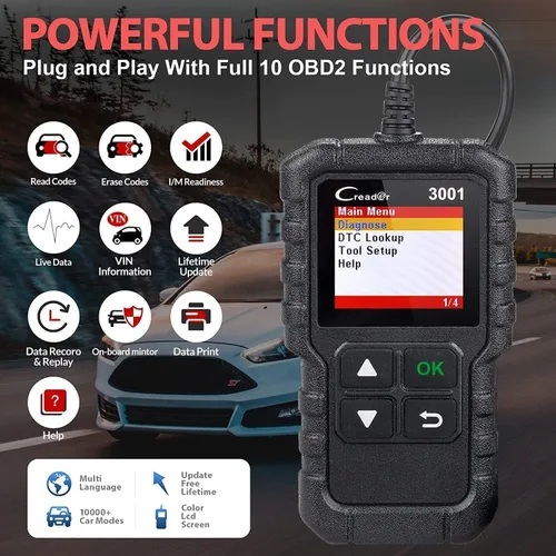 Miniatura 2 de LAUNCH - Escáner de diagnóstico automotriz Creader 3001 OBD2 de luz del motor, sensor de O2, lector de código OBD para todos los vehículos