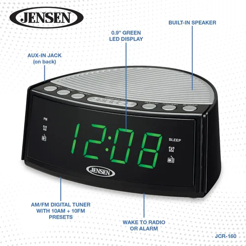 Miniatura 5 de Jensen JCR-160 JCR-160 AM/FM Digital Dual-Alarm Reloj Radio