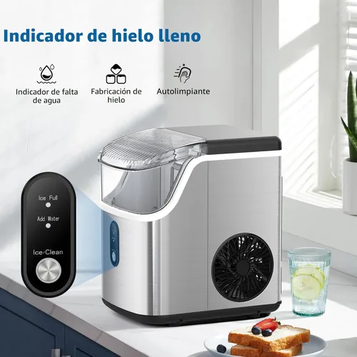 Miniatura 4 de COWSAR Nugget Ice Makers - Máquinas de hielo de nuggets para encimera, hielo suave masticable en pellets, con función de limpieza automática, 35
