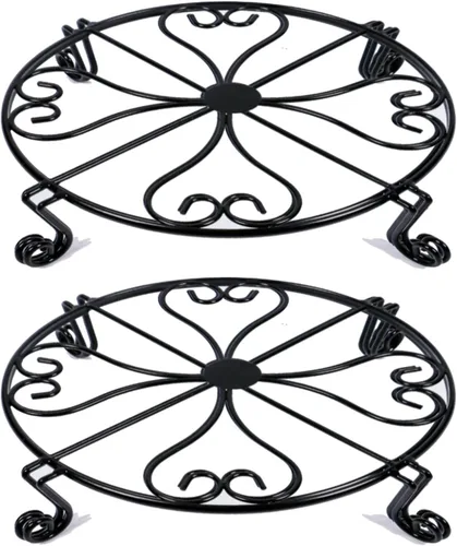 Miniatura 11 de NSYOOMH Paquete de 2 soportes de metal negro inoxidable de 10 pulgadas y 12 pulgadas para plantas resistentes al aire libre en interiores, soporte