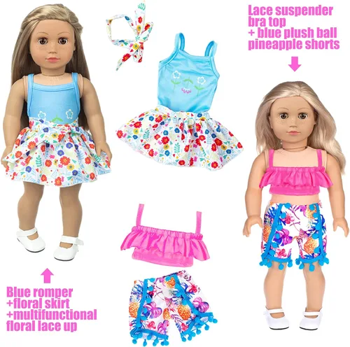 Miniatura 3 de 10 juegos de ropa de moda para muñecas de 18 pulgadas, incluye conjuntos, vestido de sirena, bikini, sombreros y bolsos de mano (muñeca no incluida)