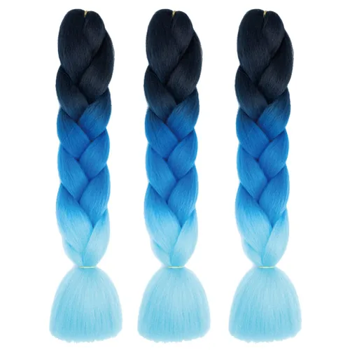 Miniatura 2 de Xiaofeng Extensiones de cabello trenzado para mujer, 3 paquetes de 100g/paquete, 24 pulgadas, alta temperatura, degradado, pelo sintético jumbo