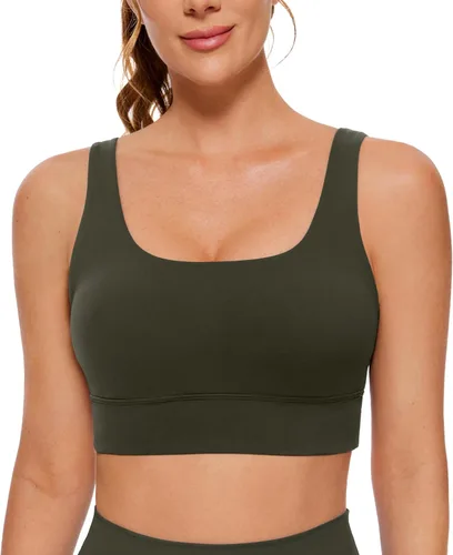 CRZ YOGA Butterluxe - Brasier deportivo con espalda en U para mujer, cuello redondo, acolchado, de bajo impacto, para yoga, entrenamiento, con