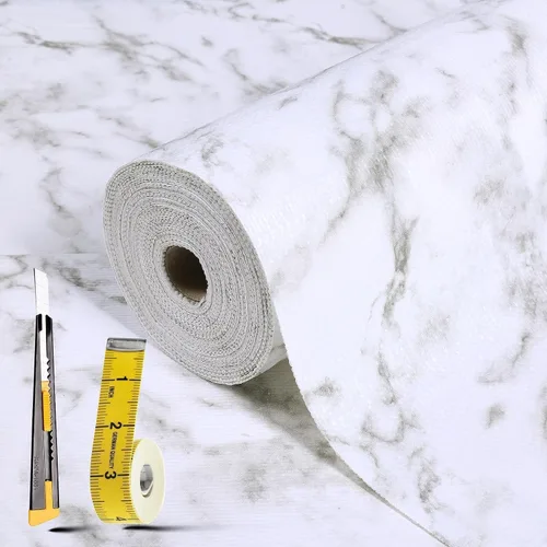Lámina para revestir estantes y cajones de cocina y baño, impermeable, antideslizante, sin adhesivo, fácil de limpiar, incluye cuchillo y cinta
