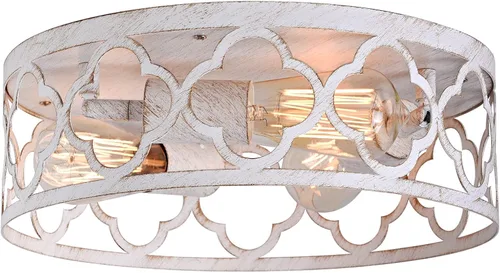 Miniatura 7 de Bargeni Lámpara de araña de estilo granja, lámpara de techo rústica de 15 pulgadas, acabado blanco antiguo, lámpara de comedor de 4 luces para isla