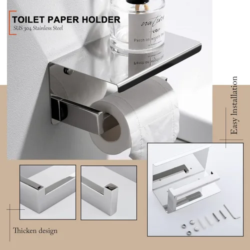 Miniatura 3 de Juego de accesorios de baño de 4 piezas, toallero de toalla de baño cromado, juego de soportes de barra de toalla de baño montados en la pared, kit