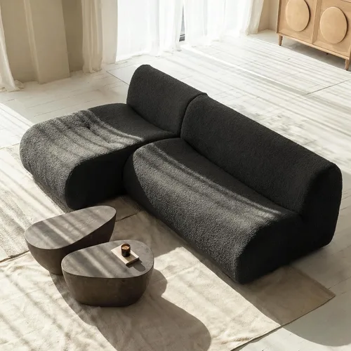 Miniatura 3 de Sofá modular curvado de 92 pulgadas con juego de diván, sofá modular de 3 plazas sin hueso, sofás reversibles en forma de L con asiento profundo