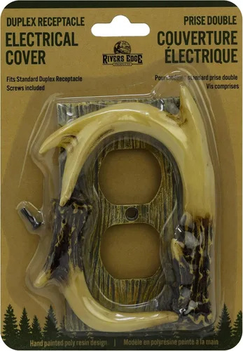 Miniatura 2 de Rivers Edge Products Placa de cubierta de salida dúplex, Cubierta de receptáculo de una sola banda, Cubierta de toma de pared de poliresina, Placa